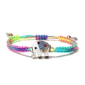 Handmade woven colorful string bracelet featuring a crystal-studded elephant charm - Colorful