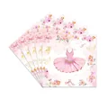 Detail view of ballet-themed napkins featuring pink tutus and floral art patterns - Napkins