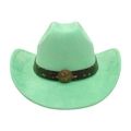 Chapeau de cowboy western vert menthe en daim avec boucle métallique étoile vintage - Taille unique / Vert menthe