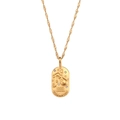 Collar de acero inoxidable dorado con colgante ovalado del zodiaco Acuario grabado - Acuario