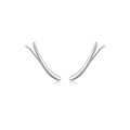 Elegant S925 silver wheat ear crawler earrings with cubic zirconia in a polished finish - Curved Line Style / Silver