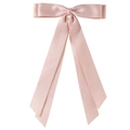 Elegant soft pink satin bow hair clip with long ribbons and a smooth silky finish - 2.5cm Duckbill Clip-Z244 / Korean Pink
