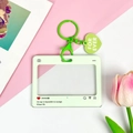 Lichtgroene schuifkaarthouder met hartjeshanger en ontwerp in sociale media-stijl - Groen / Hart Sleutelhanger