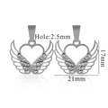 Silver winged heart pendant with crystal inlay and dimensions for DIY jewelry making - Winged Heart / Winged Heart-Silver