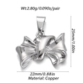 Silver bow pendant in copper for DIY necklaces with 25mm height and 22mm width - YSN007-15 Silver Ribbon Bow