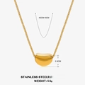 Collana a catena in acciaio placcato oro 18K con ciondolo a fagiolo e dettagli misure - Collana a Fagiolo (ZN420)