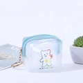 Detail of square blue PVC coin purse with star bear print and golden keychain - Star Bear - Style 4 / Transparent Light Blue