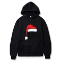 Black Christmas hoodie featuring a red Santa hat and festive HO HO HO print design - S / Black