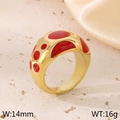 Anello vintage dorato largo 14mm con smalto rosso e stile estetico retrò moderno - Base Dorata Pois Rossi