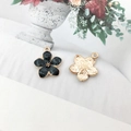DIY black flower alloy pendant with golden trim and petals for jewelry making - Cherry Blossom