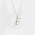 S925 sterling silver letter E necklace with colorful cubic zirconia stones - Silver Letter E
