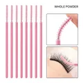 Disposable pink eyelash brushes with flexible nylon spiral heads for makeup grooming - All Pink (50PCS/Pack)