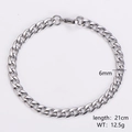 Dettaglio del bracciale a catena curb in acciaio inossidabile argento da 6mm - 6mm/21cm / Color Acciaio
