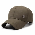 Men's outdoor baseball cap in dark olive green with a metallic sport shield emblem - Adjustable / Army Green