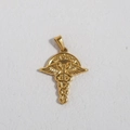 Close-up of golden stainless steel Caduceus medical pendant with MEDICO engraving - K13-Angel Wings / Gold