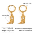 Detailed dimensions of gold stainless steel boot earrings with white hearts on white background - White Heart Style (YYE025287-WE)