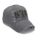 Cappellino NYC grigio scuro con patch leopardata e finitura vintage con dettagli usurati - Taglia Unica(Regolabile) / Grigio