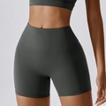 Dark grey high-waisted yoga shorts for women with tummy control and lifting effect - Volcanic Gray