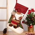 Calza natalizia rossa e verde con Babbo Natale 3D e dettaglio di sacco di iuta - Babbo Natale