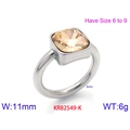 Zilveren titanium stalen ring met champagne zirkonia en een gepolijste finish - US 6 / Staal champagne