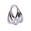 Triple-layered silver stainless steel septum ring with polished finish and intersecting design - 6# Silver - Crossed Triple Layer