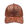 Macro detail of high-quality leopard print fabric and golden glitter accents on baseball cap - Deep Brown Gold Glitter Leopard (Series A-06)