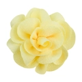 Detailed close-up of a 7cm handmade yellow bubble crepe fabric flower with layered petals - Yellow