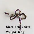Rainbow AB beads bow shoe charm accessory, 6x6cm size with colorful faceted finish - Multicolor Crystal Pointed Bead Bow