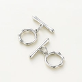 Macro view of silver wave-edged toggle clasp and T-bar for DIY jewelry making - Platinum Plated OT Clasp - 6Pcs/Pack