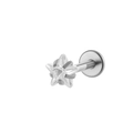 Surgical steel labret stud with a clear star-shaped zircon stone and flat back disk - Silver (Star)