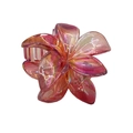 Iridescent candy-colored plumeria flower hair claw clip in gradient pink and orange finish - Dazzle Transparent Plumeria [Red]