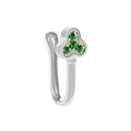 Punk silver U-shaped non-piercing copper nose clip with green clover zircons - White K/Silver