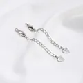 Detail of 925 sterling silver extension chains with lobster clasp and heart pendant - White Gold Color 925 Heart Tag