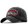 Vintage gewassen donkergrijze baseballpet met 3D-geborduurde NY Style patches - Zwart