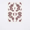 Brown henna lace tattoo sticker W-1427 with floral Indian art pattern 148x208mm - Brownish Red Geometric Pattern (W-1427S)