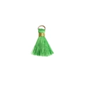DIY green cotton tassel pendant with decorative gold metal ring and gold wire wrap - Green