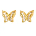 Macro di orecchini a farfalla placcati oro con pavé di zirconi bianchi scintillanti - Design a Farfalla