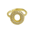 Adjustable gold plated balloon bubble letter O ring with shimmering cubic zirconia stones - Adjustable Open / Gold-O
