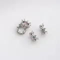 Crown-shaped 14K gold-plated spacer beads with zircon inlays in silver finish - 1# Crown Shape / 6x3mm / White Gold