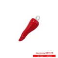 Vista macro del ciondolo a peperoncino in smalto rosso 7x21mm con anello in metallo - VD1572 Platino Cornetto Smalto Rosso