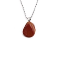 Irregular natural red jasper stone pendant necklace with silver twisted rope chain - Red Jasper Pendant + 60cm Rope Chain