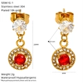 Dettagli degli orecchini in oro 18K con zircone rosso e misure delle dimensioni - Stile Zircone Tondo Rosso (SE861G-1)