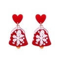 Christmas earrings featuring red heart and bell design with white snowflake pattern - Red Heart Snowflake