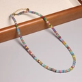 Minimalist 2mm colorful tourmaline necklace with gold beads and lobster clasp closure - XL0078 Multi Color Tiny Round Beads