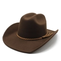 Chapeau de cowboy western classique en feutre marron avec ruban tissé sur fond blanc - M (56-58cm) / café