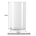 Transparent acrylic flower bucket, cylindrical vase for florists, 20cm by 40cm size - Transparent Round Straight Bucket (20-40); Flower Bucket