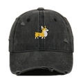 Cappello da baseball vintage in cotone nero lavato con ricamo di corgi carino. - Taglia unica / Nero