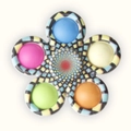 Flower-shaped fidget pop spinner with colorful mosaic patterns and five silicone bubbles - Print 8