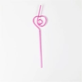 Creative pink heart-shaped spiral PET straw for children with a flexible aesthetic design - Heart Rose Red