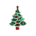 Elegant Christmas tree brooch with colorful rhinestones and green enamel finish - YZ0041 Christmas Tree